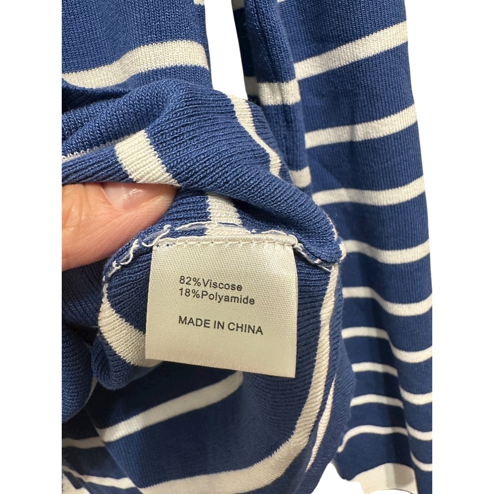 Zesica Women's Long Sleeve Striped Knit Pullover Sweater Top Blue‎ White Size L - Picture 3 of 4